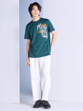 「nissen（ニッセン）のワイドシルエットクライミングパンツ【大きいサイズ有】（パンツ、ホワイト系）」を使った、nissen Mens Modelsさん（メンズ・185cm）の春コーディネート