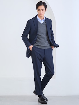 「アイテム（ビジネスシャツ）」を使った、nissen Mens Modelsさん（メンズ・178cm）の冬コーディネート