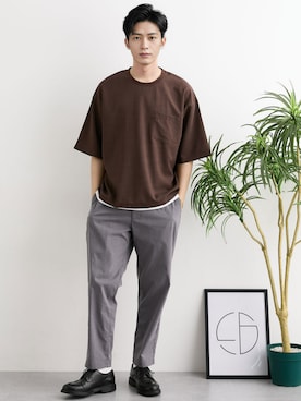 「グレーパンツ」｜nissen Mens Modelsさん（メンズ・177cm）の夏コーディネート