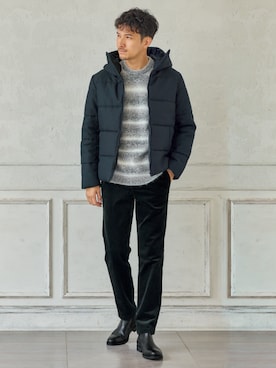 「中綿」｜nissen Mens Modelsさん（メンズ・184cm）の冬コーディネート