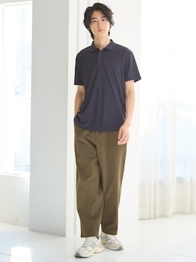 「nissen（ニッセン）のワイドシルエットクライミングパンツ【大きいサイズ有】（パンツ、グリーン系）」を使った、nissen Mens Modelsさん（メンズ・185cm）の春コーディネート