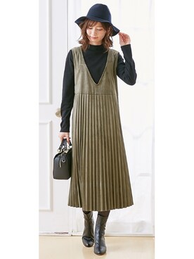 「アイテム（ママ＆ベビー、グリーン系）」を使った、nissen Maternity Modelsさん（レディース・160cm）の秋コーディネート