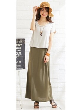 「アイテム（ママ＆ベビー、グリーン系）」を使った、nissen Maternity Modelsさん（レディース・160cm）の春コーディネート