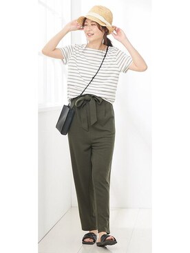 「アイテム（ママ＆ベビー、グリーン系）」を使った、nissen Maternity Modelsさん（レディース・160cm）の春コーディネート