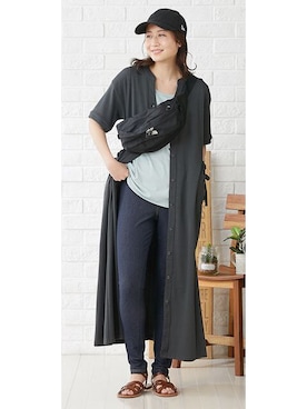 「アイテム（ママ＆ベビー、グリーン系）」を使った、nissen Maternity Modelsさん（レディース・160cm）の春コーディネート