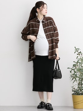 「アイテム（ママ＆ベビー）」を使った、nissen Maternity Modelsさん（レディース・167cm）の秋コーディネート