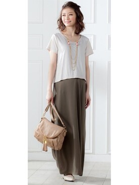 「アイテム（ママ＆ベビー、グリーン系）」を使った、nissen Maternity Modelsさん（レディース・160cm）の夏コーディネート