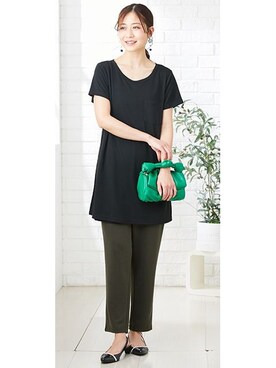 「アイテム（ママ＆ベビー、グリーン系）」を使った、nissen Maternity Modelsさん（レディース・160cm）の春コーディネート