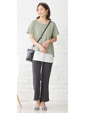 「アイテム（ママ＆ベビー、グリーン系）」を使った、nissen Maternity Modelsさん（レディース・160cm）の春コーディネート