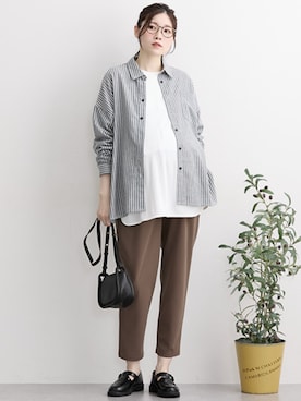 「アイテム（ママ＆ベビー）」を使った、nissen Maternity Modelsさん（レディース・167cm）の秋コーディネート