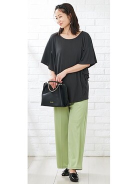 「アイテム（ママ＆ベビー、グリーン系）」を使った、nissen Maternity Modelsさん（レディース・160cm）の春コーディネート