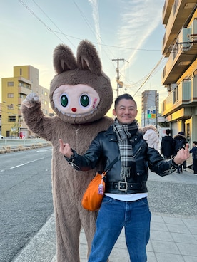 「アイテム（その他、ブラウン系）」を使った、D さん（メンズ・168cm）の冬コーディネート