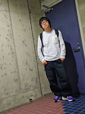 「アイテム（バックパック/リュック）」を使った、hidezo8969さん（メンズ・175cm）の秋コーディネート