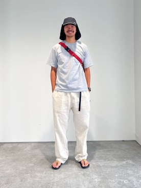 「アイテム（バックパック/リュック）」を使った、Gramicciさん（メンズ・182cm）の夏コーディネート