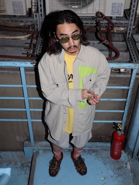 「and wander（アンドワンダー）のアイテム（パンツ）」を使った、Gramicciさん（メンズ・165cm）の秋コーディネート