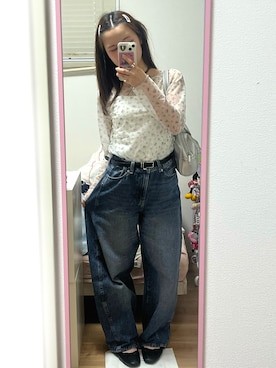「GU（ジーユー）のアイテム（ベルト）」を使った、桃さん（レディース・155cm）の春コーディネート