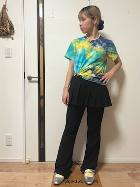 「GU（ジーユー）のアイテム（その他パンツ、ブラック系）」を使った、桃さん（レディース・155cm）の秋コーディネート