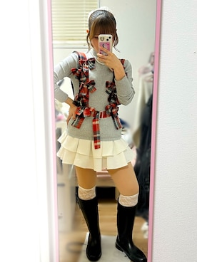 「LAKOLE（ラコレ）のアイテム」を使った、桃さん（レディース・155cm）の春コーディネート