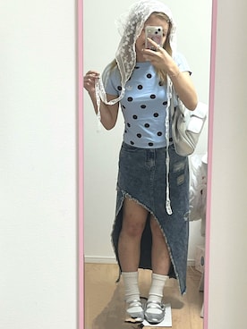 「archives（アルシーヴ）のアイテム」を使った、桃さん（レディース・155cm）の夏コーディネート