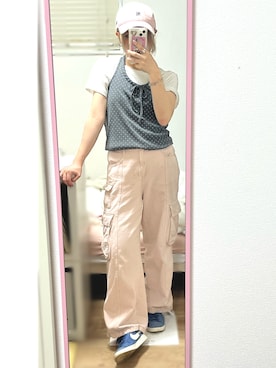 「Wclosetのアイテム（カーディガン/ボレロ、グリーン系）」を使った、桃さん（レディース・155cm）の夏コーディネート