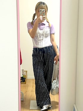 「古着のアイテム（キャミソール、ホワイト系）」を使った、桃さん（レディース・155cm）の夏コーディネート