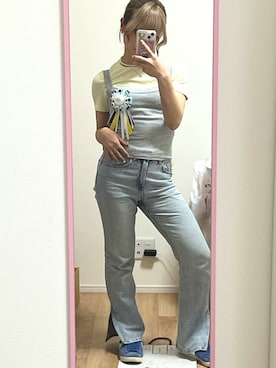 「NIKE（ナイキ）のアイテム（スニーカー、ブルー系）」を使った、桃さん（レディース・155cm）の夏コーディネート