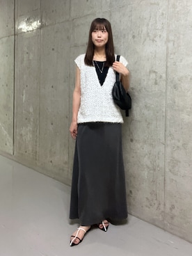 「RIVE DROITE（リヴドロワ）の【コーデのポイントに】レザーボディバッグ（ハンドバッグ）」を使った、kotoneさん（レディース・166cm）の夏コーディネート