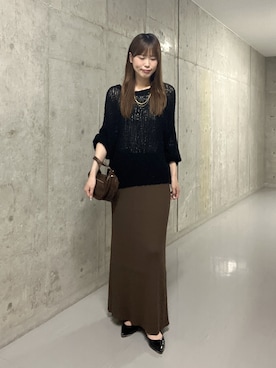「RIVE DROITE（リヴドロワ）のリリースラブルーズニット（秋服）（ニット/セーター、ブラック系）」を使った、kotoneさん（レディース・166cm）の秋コーディネート