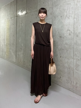 「ブラウンコーデ」｜「アイテム（ワンピース/ドレス）」を使った、kotoneさん（レディース・166cm）の夏コーディネート