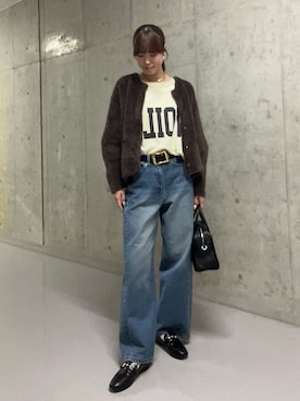 「RIVE DROITE（リヴドロワ）のレザービットローファー（ローファー）」を使った、kotoneさん（レディース・166cm）の秋コーディネート