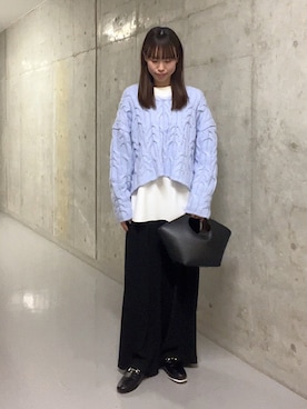 「RIVE DROITE（リヴドロワ）のレザービットローファー（ローファー）」を使った、kotoneさん（レディース・166cm）の秋コーディネート