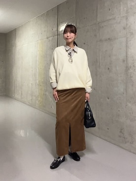 「RIVE DROITE（リヴドロワ）のレザービットローファー（ローファー）」を使った、kotoneさん（レディース・166cm）の秋コーディネート