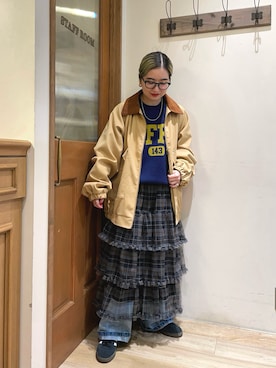 「CIAOPANIC（チャオパニック）のアイテム（その他アウター）」を使った、竹田優紀さん（骨格ウェーブ・レディース・148cm）の秋コーディネート