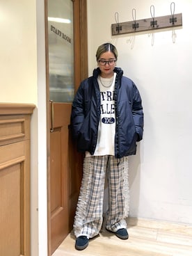 「アイテム（ダウンジャケット/コート）」を使った、竹田優紀さん（レディース・148cm）の冬コーディネート