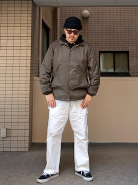 「Sunny C Sider（サニーシーサイダー）のアイテム（ナイロンジャケット、ブラウン系）」を使った、A.K.H.D09さん（メンズ・180cm）の春コーディネート