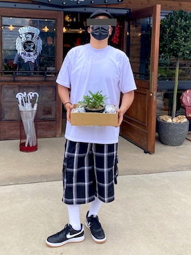 「NIKE（ナイキ）のアイテム（スニーカー、ブラック系）」を使った、A.K.H.D09さん（メンズ・180cm）の夏コーディネート