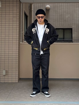 「アイテム（スカジャン）」を使った、A.K.H.D09さん（メンズ・180cm）の冬コーディネート
