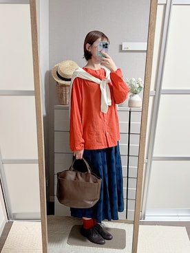 「アイテム（トートバッグ）」を使った、はるはるさん（レディース・158cm）の秋コーディネート