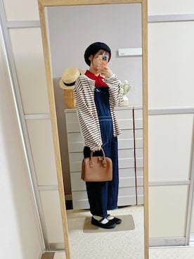 「アイテム（オールインワン・サロペット）」を使った、はるはるさん（レディース・158cm）の秋コーディネート