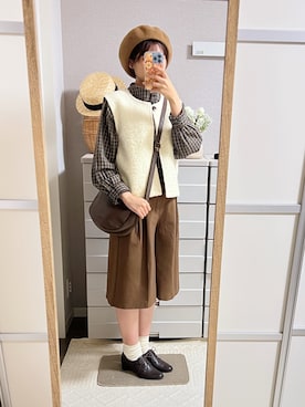 「アイテム（ベスト）」を使った、はるはるさん（レディース・158cm）の秋コーディネート