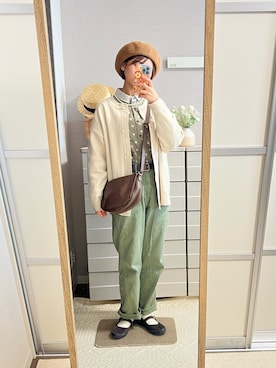 「アイテム（カーゴパンツ）」を使った、はるはるさん（レディース・158cm）の秋コーディネート
