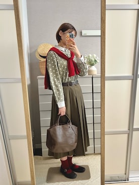 「アイテム（バレエシューズ）」を使った、はるはるさん（レディース・158cm）の秋コーディネート