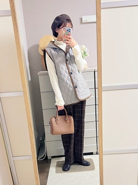 「アイテム（ハンチング/ベレー帽）」を使った、はるはるさん（レディース・158cm）の冬コーディネート