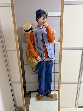 「アイテム（ベスト）」を使った、はるはるさん（レディース・158cm）の秋コーディネート