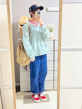 「アイテム（パーカー）」を使った、はるはるさん（レディース・158cm）の秋コーディネート