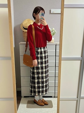 「158cm」｜「アイテム（ローファー）」を使った、はるはるさん（レディース・158cm）の秋コーディネート