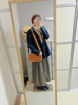 「アイテム（バンダナ/スカーフ）」を使った、はるはるさん（レディース・158cm）の秋コーディネート