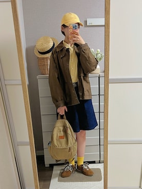 「ギンガムチェックシャツ」｜はるはるさん（レディース・158cm）の秋コーディネート