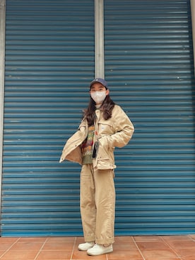 「アイテム（チノパンツ、その他）」を使った、__beeeeeti__さん（レディース・156cm）の冬コーディネート