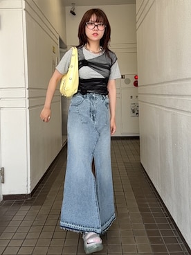 「アイテム（デニムスカート）」を使った、R I K Oさん（レディース・161cm・20代）の夏コーディネート